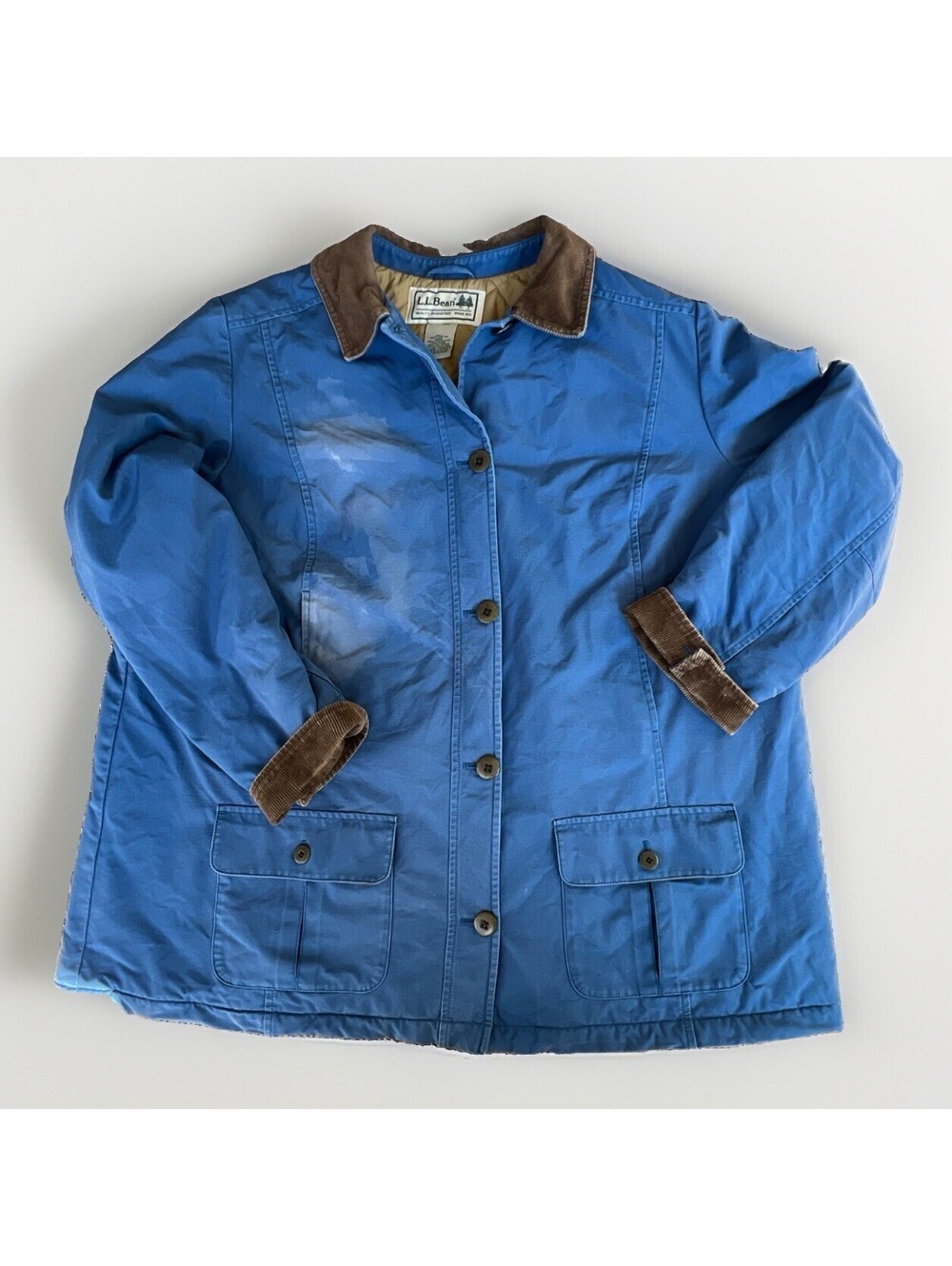 LL Bean Womens 3X Original Field Coat Jacket Blue Distressed Faded Thinsulate
